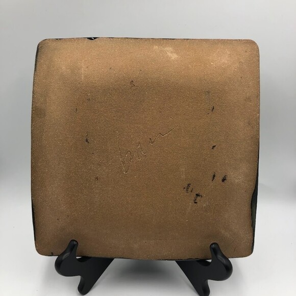 Vintage Clay Pottery Square Decorative Square Plate Abstract Art Contemporary - Picture 3 of 10